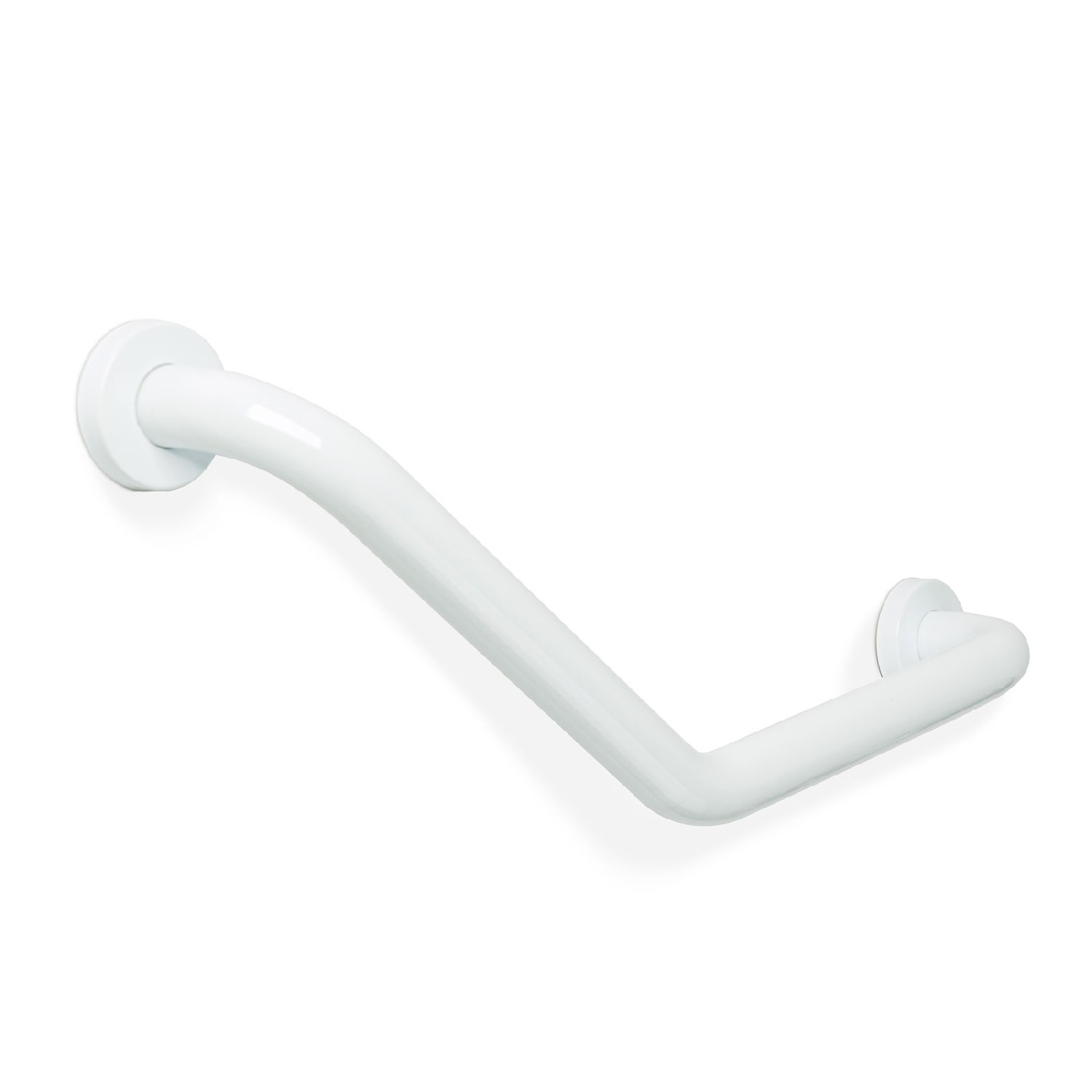 Bara de sprijin baie unghi 45° – otel inoxidabil – alb – 25 + 25 cm – capacitate 200 kg