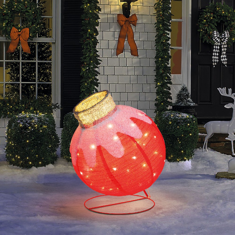 Decor Luminos Craciun - Ornament Sferic - 60 LED - 60 x 83 cm - Rosu - 100-240 V AC