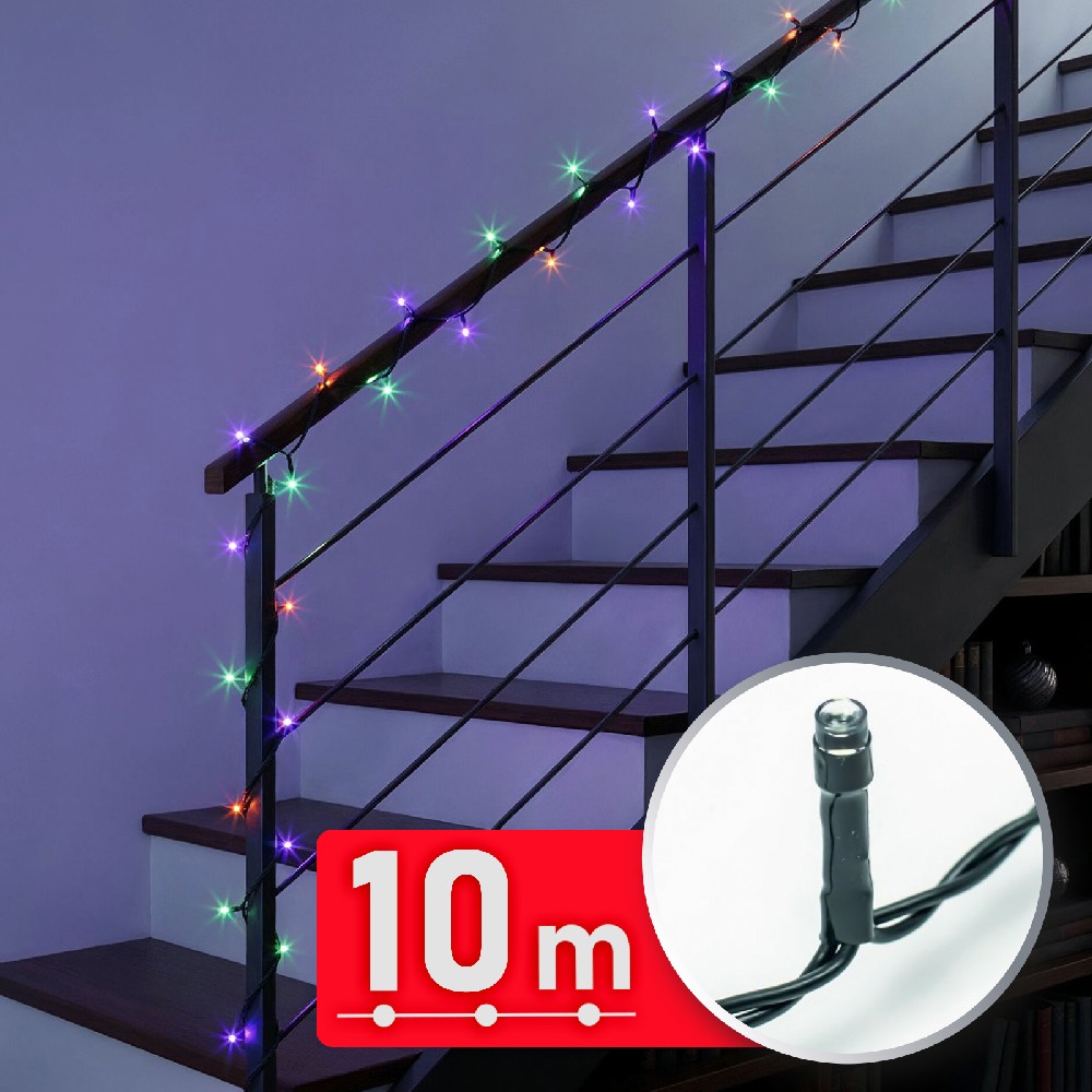 Decor Luminos Craciun - Sir Lumini LED - 10 m - Multicolor - 200 LED - 220-240 V - 6 W - Cablu Verde
