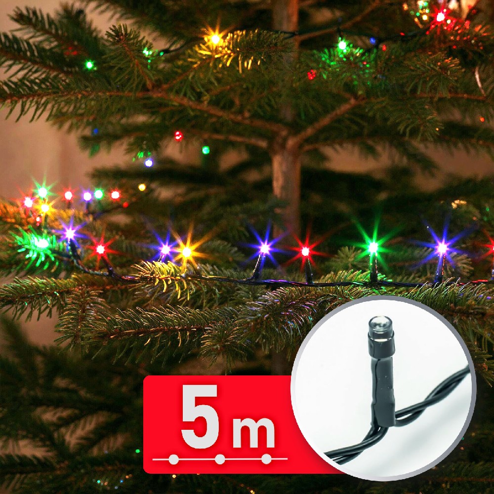 Decor Luminos Craciun - Sir Lumini LED - 5 m - Multicolor - 100 LED - 220-240 V - 6 W - Cablu Verde