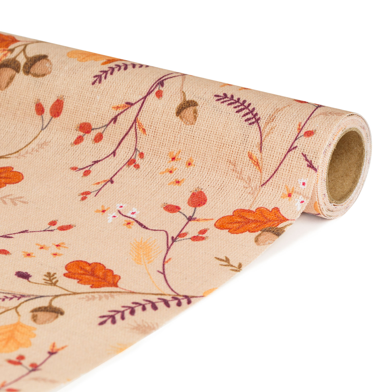 Traversa de masa decorativa – 180 x 28 cm – 70% poliester, 30% bumbac – model ramuri si frunze
