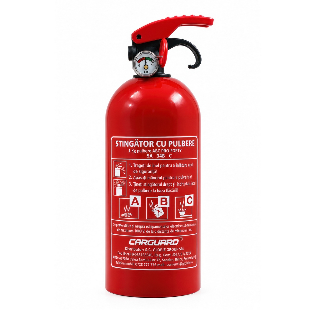 Stingator cu pulbere 1KG, cu manometru, model A B C